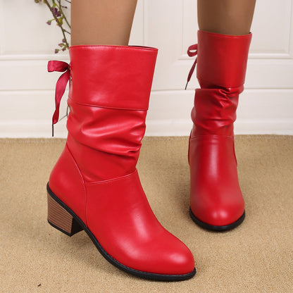 Damen Stiefeletten Falten-Design Ankle Boots Schmal - BerlinGlamour