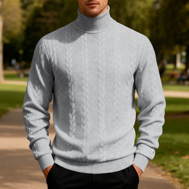 Herren Pullover Stehkragen Zopfmuster Strick