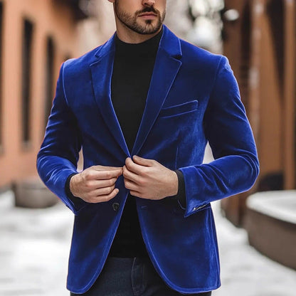 Eleganter Herren Samt Blazer Moderner Schnitt schwarz