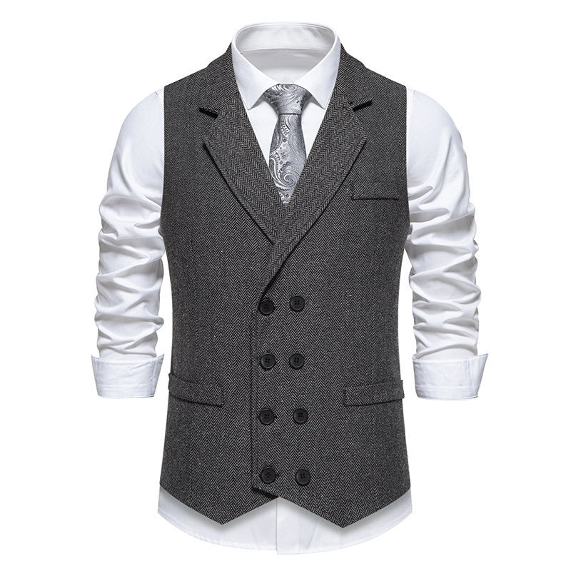 Herren Weste Herringbone Elegant Knopfleiste Modern