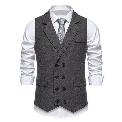 Herren Weste Herringbone Elegant Knopfleiste Modern