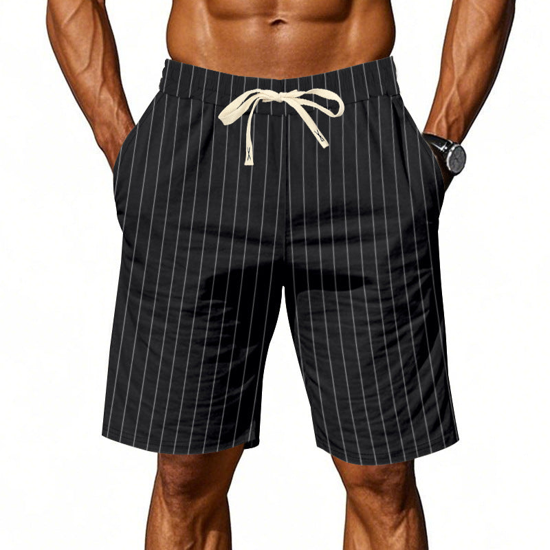 Herren Shorts mit Streifenmuster Elastisch Kordelzug Sommer