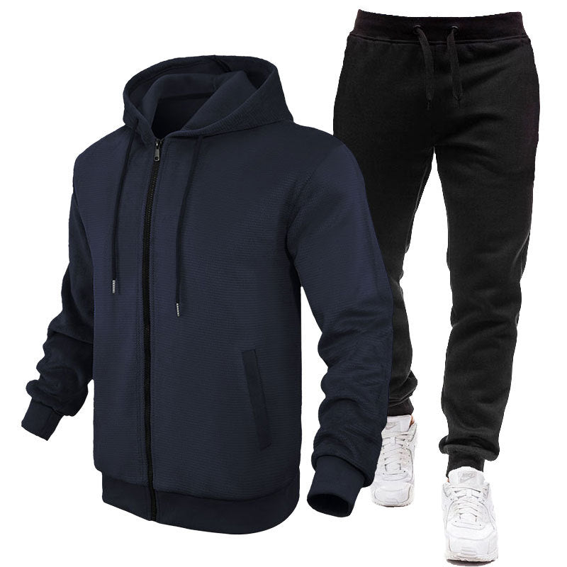 Herren Sportanzug Hoodie Jogginghose Fleece Innen Schwarz