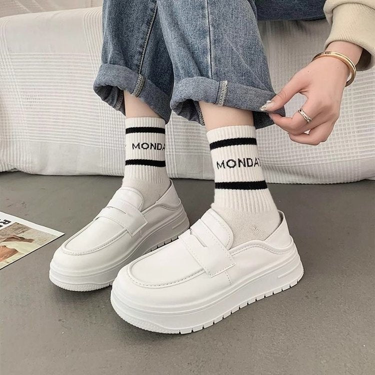 Damen Sneaker Elegante Slip-On mit dicker Sohle und Schnalle
