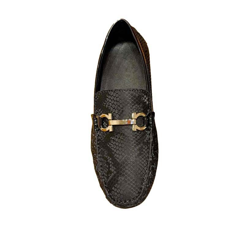 Herren Mokassin Schlangenleder Elegant Metallverschluss