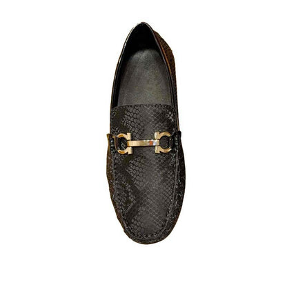 Herren Mokassin Schlangenleder Elegant Metallverschluss