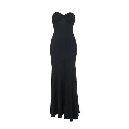 Elegantes Damen Maxikleid Trägerlos mit Fließendem Schnitt