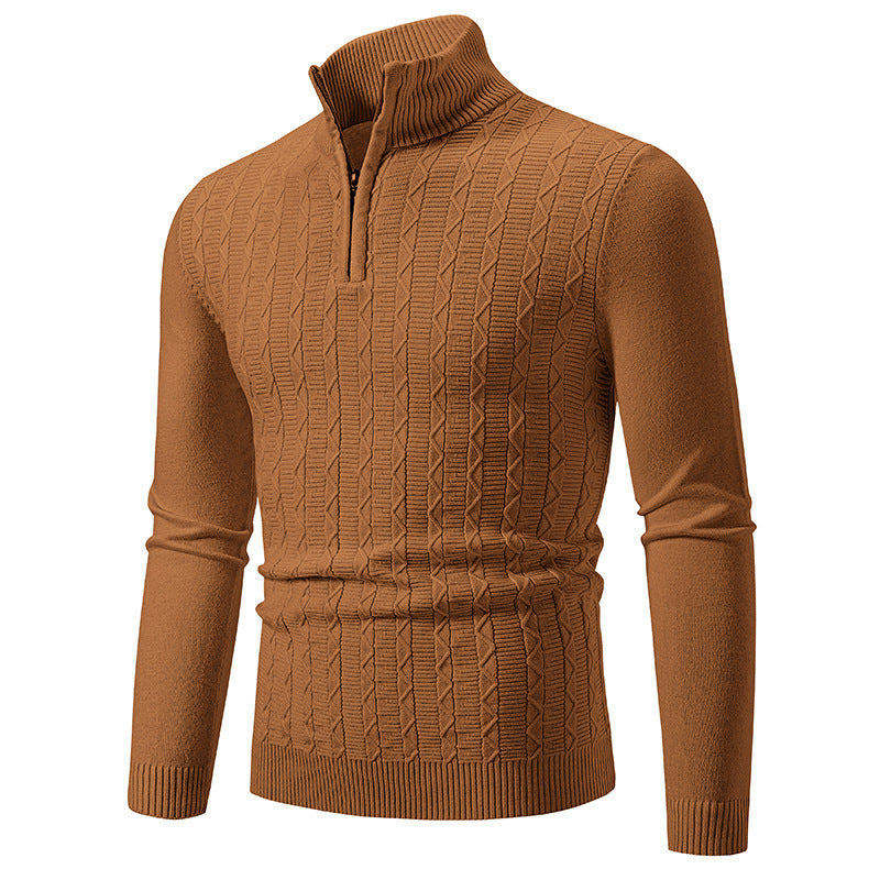 Herren Pullover Modern Stehkragen Reißverschluss Strick