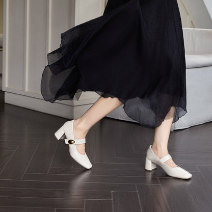 Damen Pumps mit Riemen und Blockabsatz Elegant Komfortabel