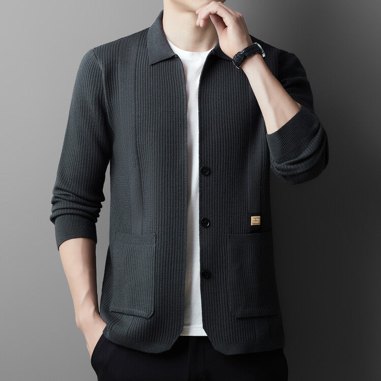 Herren Strickjacke Lässig Modern Grau