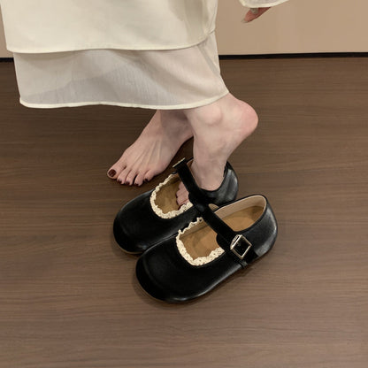 Elegante Damen Schuhe mit Schnalle Spitze und Dekoration