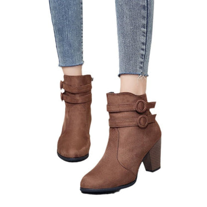 Damen Stiefeletten mit Riemen und hohem Absatz Elegant