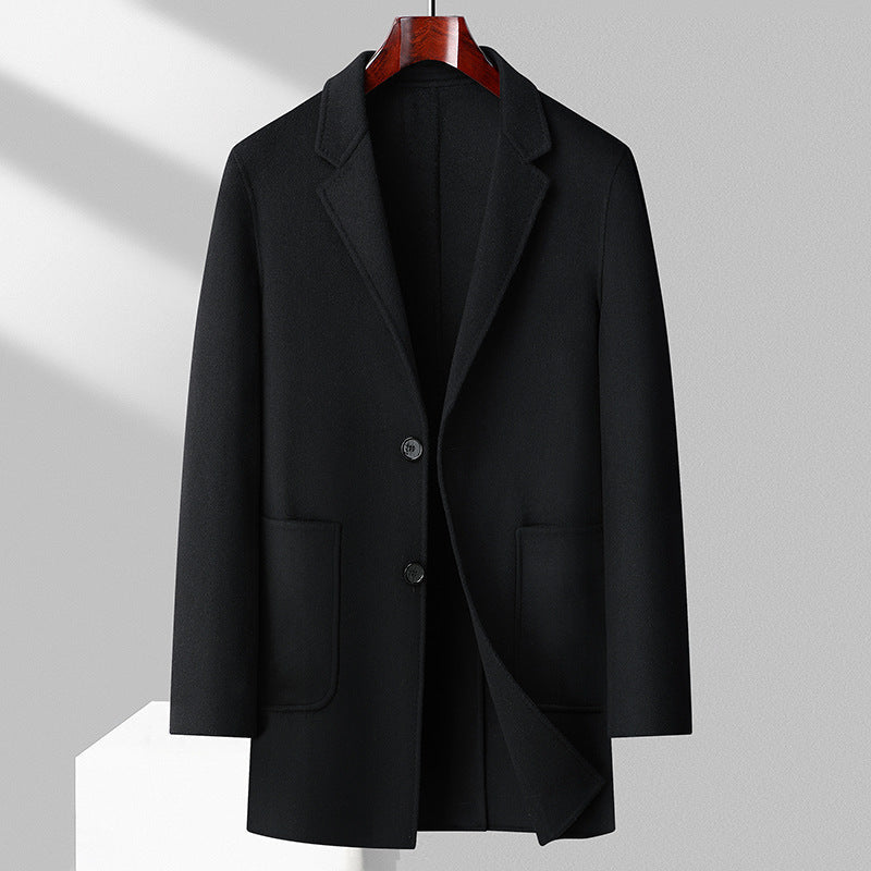 Herren Wollmantel Eleganter Wintermantel mit Taschen