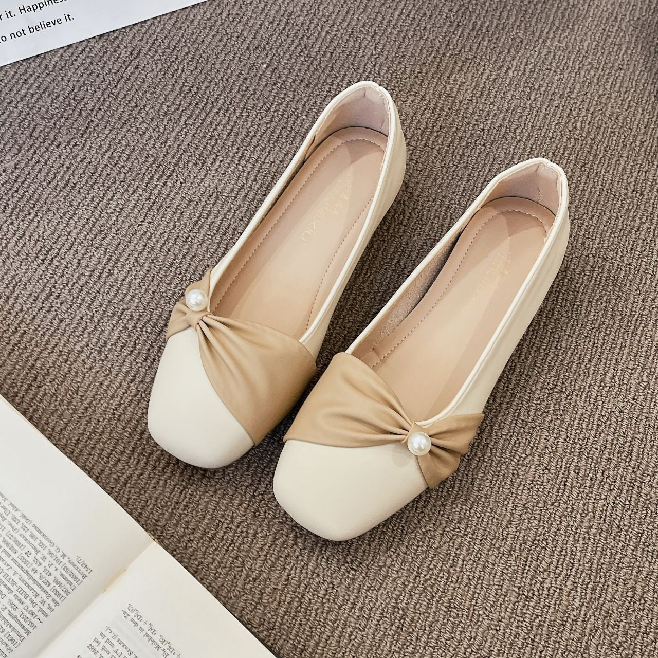 Damen Ballerinas Elegant mit Rüschendetail und Perlen