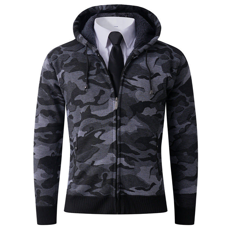 Herren Hoodie Camouflage Kapuze Gefüttert Modern
