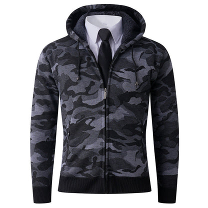 Herren Hoodie Camouflage Kapuze Gefüttert Modern