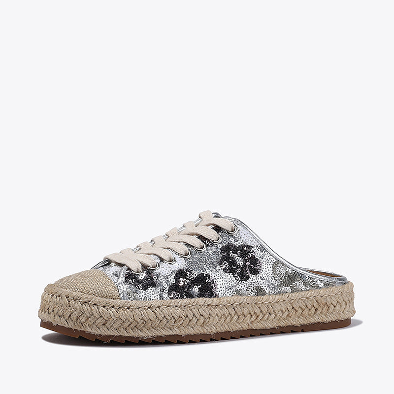 Damen Espadrilles Jute Sohle Glitzer Pailletten Sommer Mode