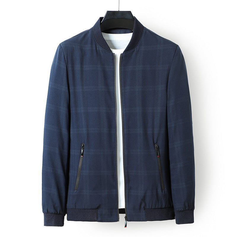 Herren Übergangsjacke Lässig mit Karomuster und Funktions-Taschen
