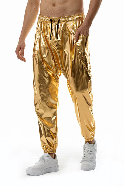Herren Freizeithose Glänzend Elastisch Mit Seitentaschen
