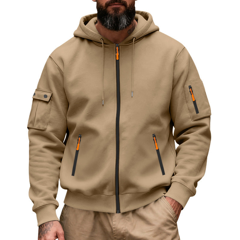 Herren Kapuzenjacke Praktisch mit Reißverschluss-Taschen Funktionell