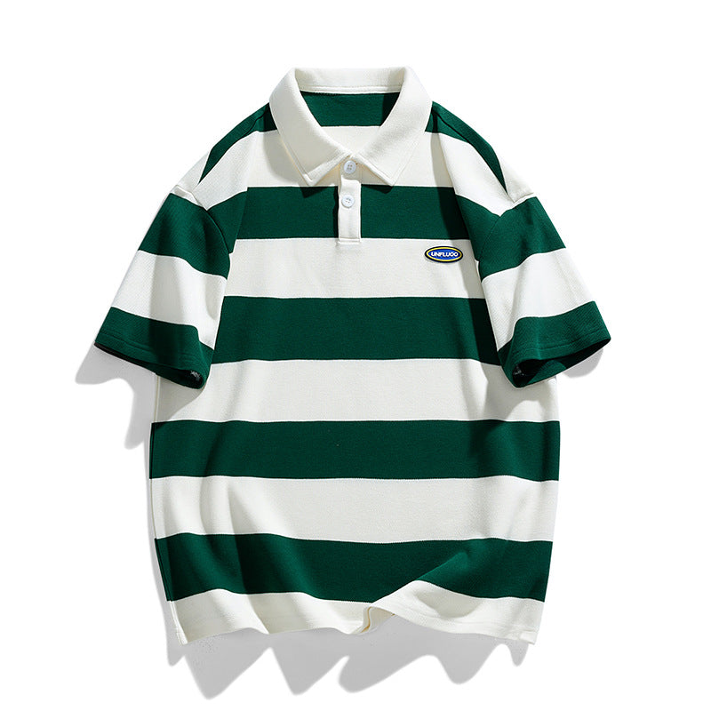 Herren Polohemd Kurzarm Atmungsaktiv Gestreift