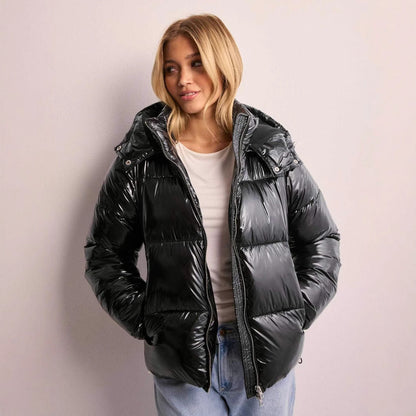 Damen Pufferjacke Warm Isoliert Kapuze Winter - BerlinGlamour