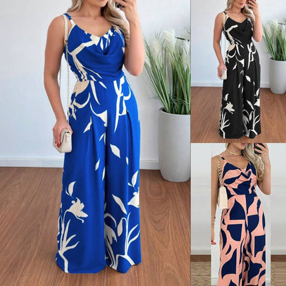 Eleganter Damen Jumpsuit Blumenmuster Fließend Modern - BerlinGlamour