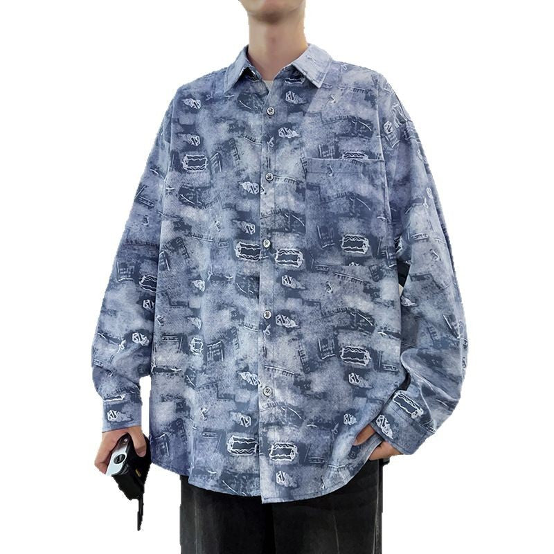 Herren Langarmhemd mit Grafikdruck Modern Trendy