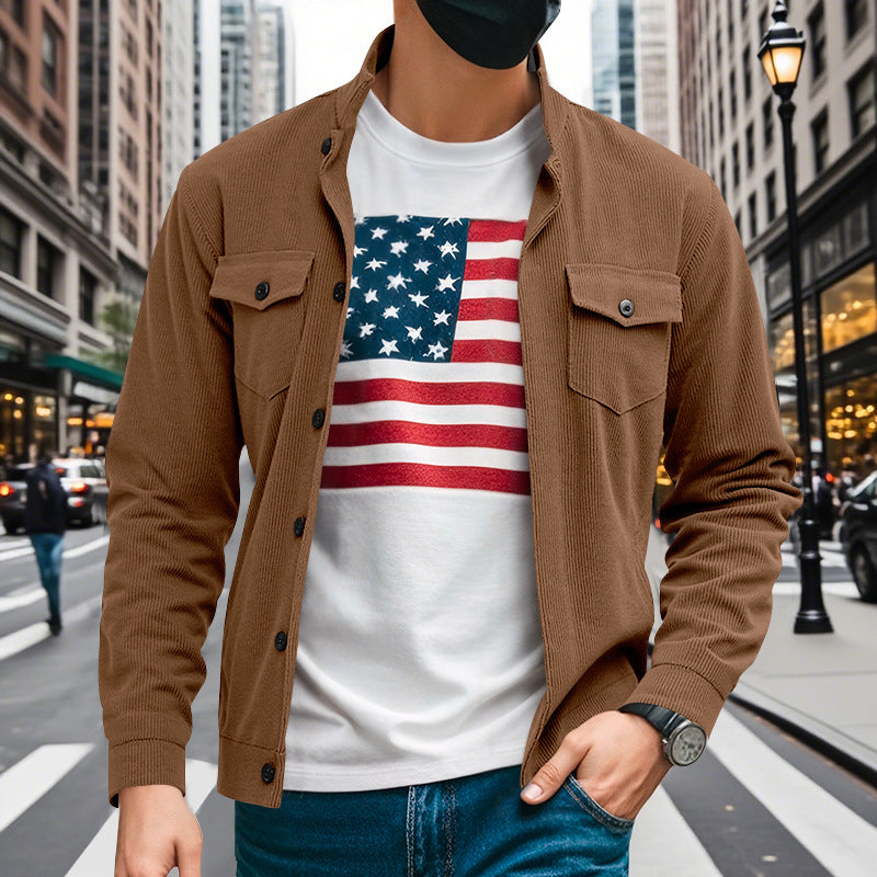 Herren Oberhemdjacke Lässig Modern mit Taschen