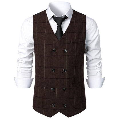 Herren elegante Karoweste mit doppelter Knopfleiste und klassischem Karo-Muster BerlinGlamour