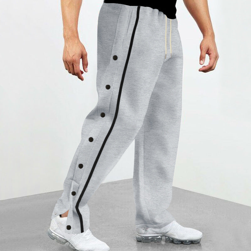 Herren Freizeithose Sportlich mit Druckknöpfen Schwarz