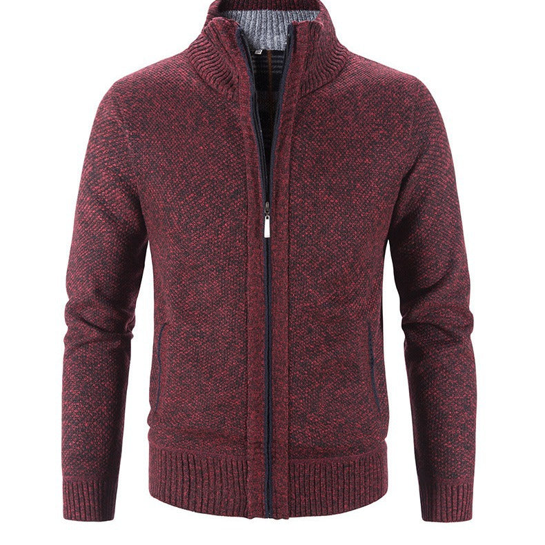 Herren Strickjacke Stehkragen Strukturiert Modern