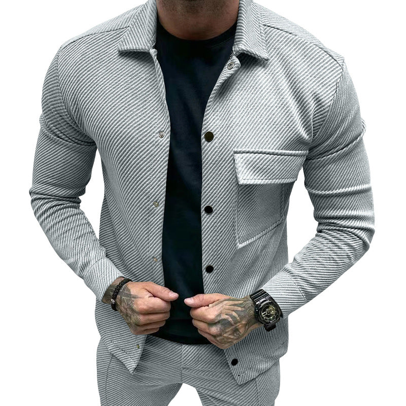 Herren Oberhemd Modern Strukturiert mit Taschen