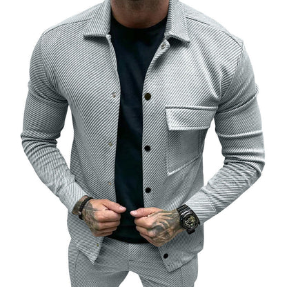 Herren Oberhemd Modern Strukturiert mit Taschen