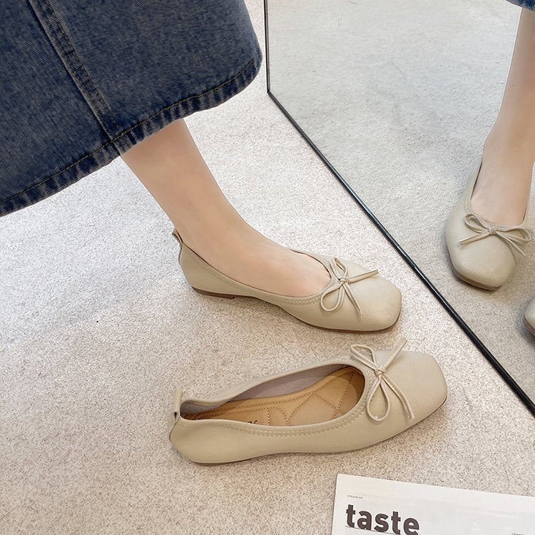 Elegante Damen Ballerinas mit Schleife Hochwertig Leder