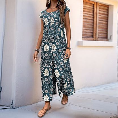 Damen Jumpsuit Floralmuster Mit Taschen
