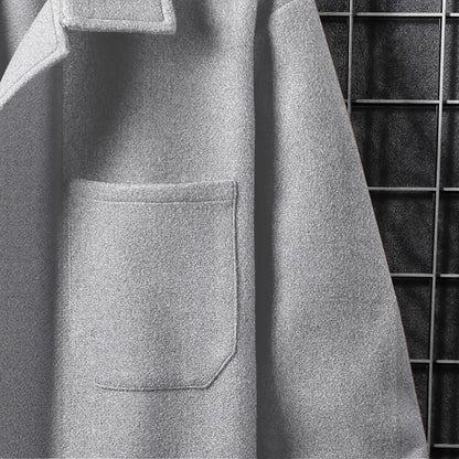 Herren Überwurfjacke Flauschig Modisch Schwarz