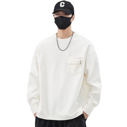 Herren Langarmshirt Lässig mit Brusttasche Modern