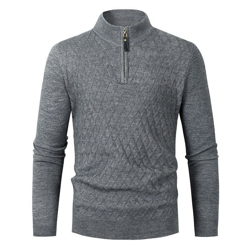 Herren Strickpullover Rautenmuster Reißverschluss Modern