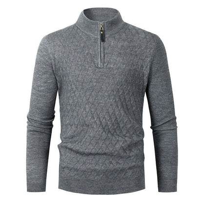 Herren Strickpullover Rautenmuster Reißverschluss Modern