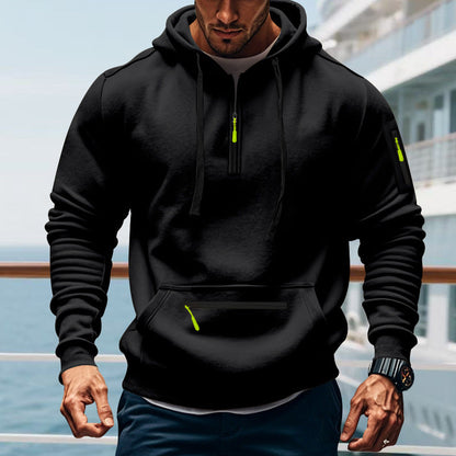 Herren Hoodie Sportlich Mit Reißverschlusstaschen Verstellbar