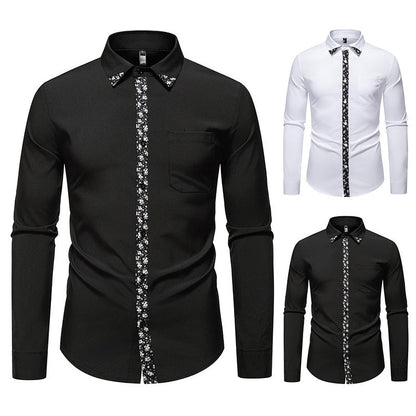 Herren Hemd Blumenmuster Elegant Knopfleiste Modern - BerlinGlamour