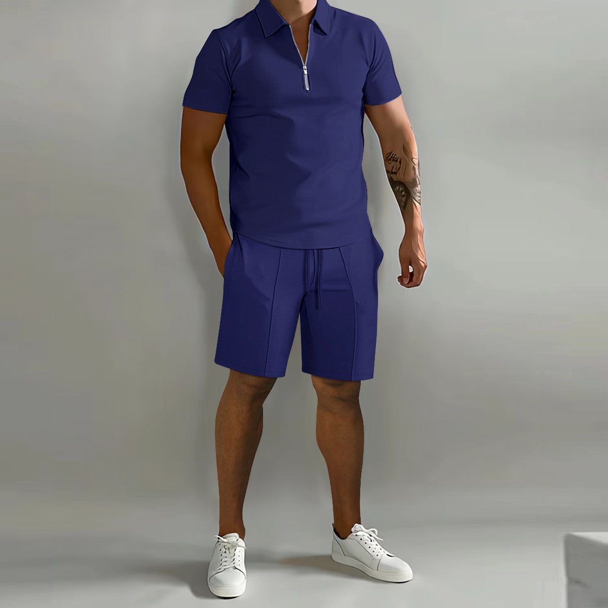 Herren Poloshirt Sportlich Kurzarm mit Shorts Set