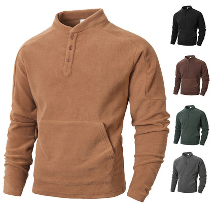 Modernes Fleece-Pullover-Design, perfekt für den täglichen Bedarf. Mit Knopfleiste aus hochwertigen Materialien und praktischer Kängurutasche in Berlin, bietet dieser Fleece-P - BerlinGlamour