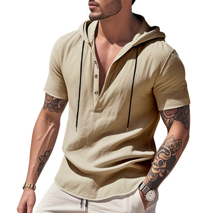 Herren Hemd mit Kapuze Kurzarm Relaxed Style