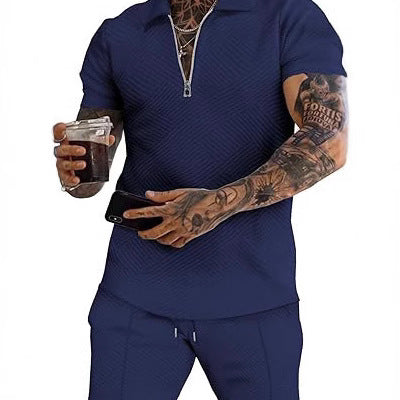 Herren Sportset Oberteil Shorts Strukturiert Modern