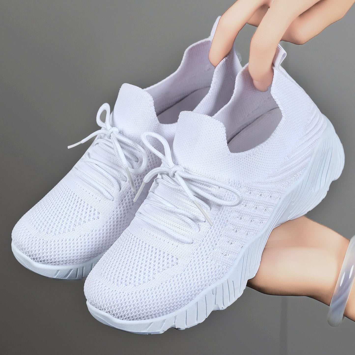 Damen Fitness-Sneaker Atmungsaktiv Flexibel Mit Elastischer Schnürung