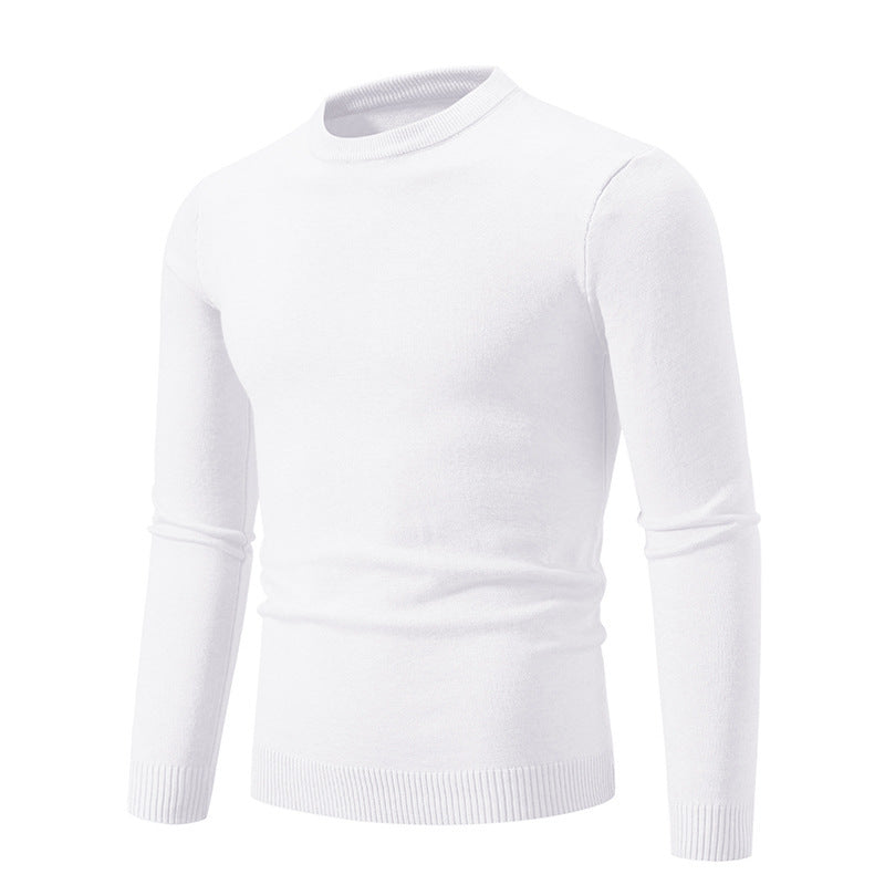 Herren Strickpullover Rundhals Feinripp Optik