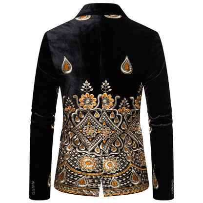 Maßgeschneiderter Samt Blazer Herren Elegant Schwarzer Anzug