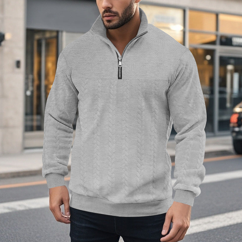 Herren Strickpullover Halbzipp Modern Strukturiert